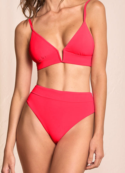  Maaji Cherry Red Parade Long Line Triangle Bikini Top