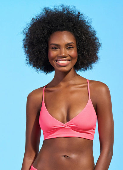  Maaji Coral Lava Criss Cross Long Line Triangle Bikini Top