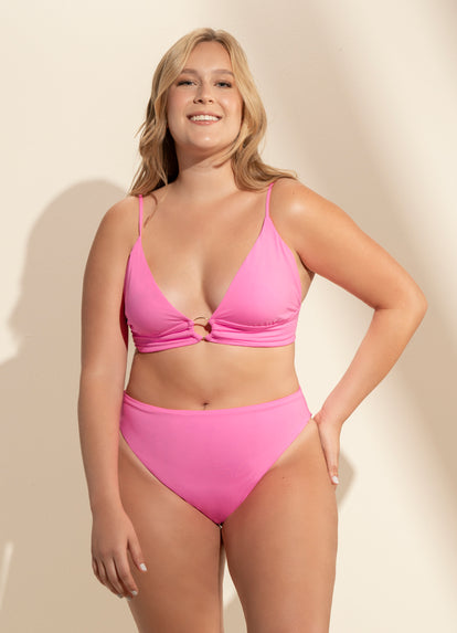  Maaji Bombon Pink Shine Long Line Triangle Bikini Top
