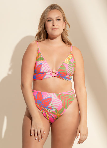  Maaji Bombon Pink Shine Long Line Triangle Bikini Top
