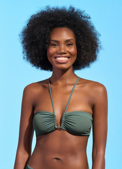  Maaji Crocodile Green Ursule V Wire Bandeau Bikini Top